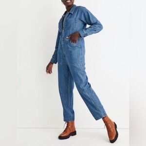 NWT Madewell Curvy Denim Zip Front Coverall Jumpsuit Womens Small